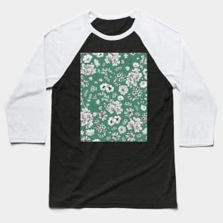 Floral pattern on green background Baseball T-Shirt